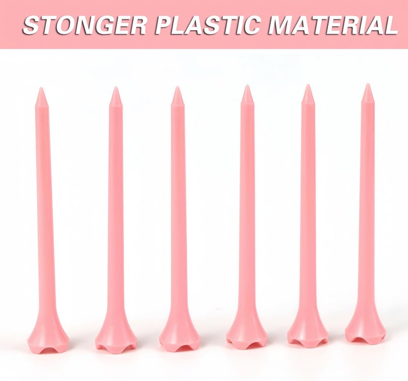 EWILLING Store Stable & Durable Plastic Golf Tees 60Pcs Size 2-3/4 Inch or 3-1/4 Inch Packaged in Plastic Jar with Lid Available Pink White Blue Color - Image 2